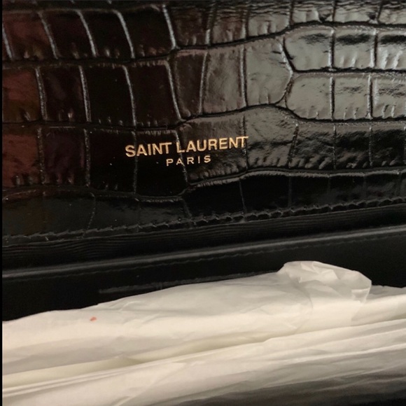 YSL “KATE MONOGRAM CROCODILE EMBOSSED TASSEL CLUTCH” - Picture 6 of 7